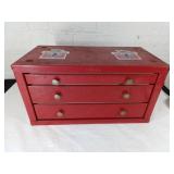 Red Metal Mini Toolbox with Drill Bits