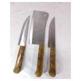 3-Piece Damascus Steel Butcher Knife Set
