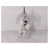 Lead Crystal End Table Lamp with Brass Accents