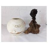 Home Decor Lot with Ceramic Vase and Sculpture