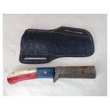 Damascus Steel Knife with Handle and Sheath