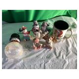 Holiday Decor Lot with Figurines and Mug