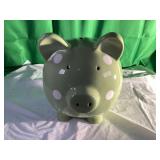 Green Ceramic Piggy Bank With Polka Dots
