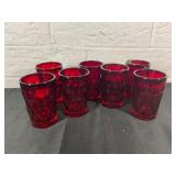 Seven Ruby Red Glass Tumblers