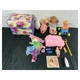 Baby Dolls with Accessories and Storage Case