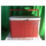 Red Coleman Hard Cooler with Hinged Lid