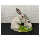 Ceramic Mother Rabbit and Baby Figurine