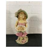 Painted Ceramic Girl Figurine with Hat