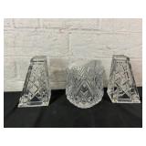 Cut Glass Candleholders and Bowl Set