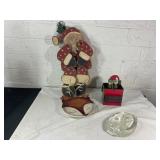 Christmas Decor Lot: Santa, Reindeer, Glass Angel
