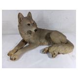 Painted Ceramic Wolf Figurine