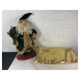 Holiday Santa Figurine with Gold Cloth Bag