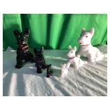 Glass Scottie Dog Figurines in Black and White