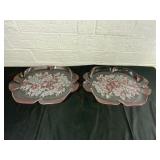 Pink Glass Flower Serving Platters