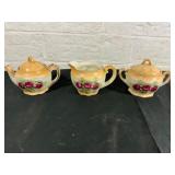 Porcelain Tea Set with Purple Floral Design