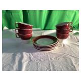 Six Ceramic Teacups with Saucers