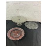 Three Pressed Glass Serving Dishes