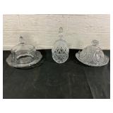 Three Clear Glass Candy Dishes with Lids