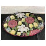 Certified International Black Flower Serving Platt