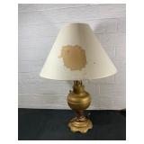 Brass Oil Lamp Converted to Electric with Shade