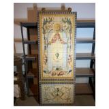 Framed Decorative Tile Panel with Floral Motif