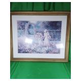 Framed and Matted Floral Scene Wall Art