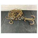 Vintage Metal Gravel Hook with Rope