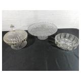 Three Clear Glass Tableware Pieces