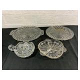 4 Clear Pressed Glass Tableware Pieces