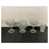 4 Clear Cut Glass Tableware Pieces