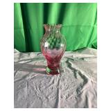 Pink Glass Vase With Fluted Neck