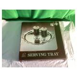 Round Silver-Tone Serving Tray in Original Box