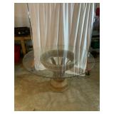 Glass-Top Table with Ornate Pedestal Base