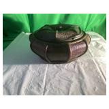 Wooden Lidded Container with Leather Panels