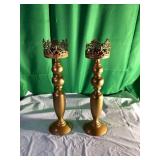 Gilt Metal Candlestick Holders