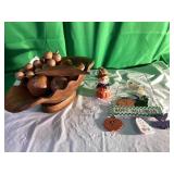 Wood Fruit Bowl with Halloween Decorations