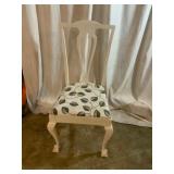 White Wood Chair With Upholstered Seat