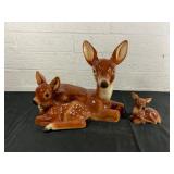 Ceramic Mother Deer and Fawns Figurine Set
