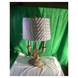Three-Arm Table Lamp with Quilted Shade