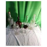 6 Assorted Glass Bottles