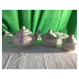 Floral Ceramic Teapot With Matching Sugar And Crea