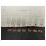 7 Pink-Stemmed Wine Glasses