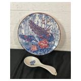 Decorative Ceramic Plate and Serving Spoon Set