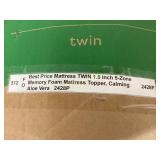 Twin 1.5-Inch 5-Zone Memory Foam Mattress Topper