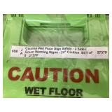 5 Green Caution Wet Floor Signs