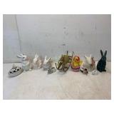 Ceramic and Mixed-Material Rabbit Figurines