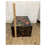 Handcrafted Wooden Storage Chest with Painted Desi