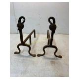 Iron Andirons with Bird Motif