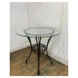 Glass-Top Metal Pedestal Table