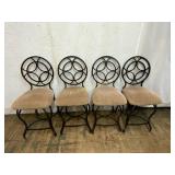 4 Metal Bistro Chairs with Upholstered Seats